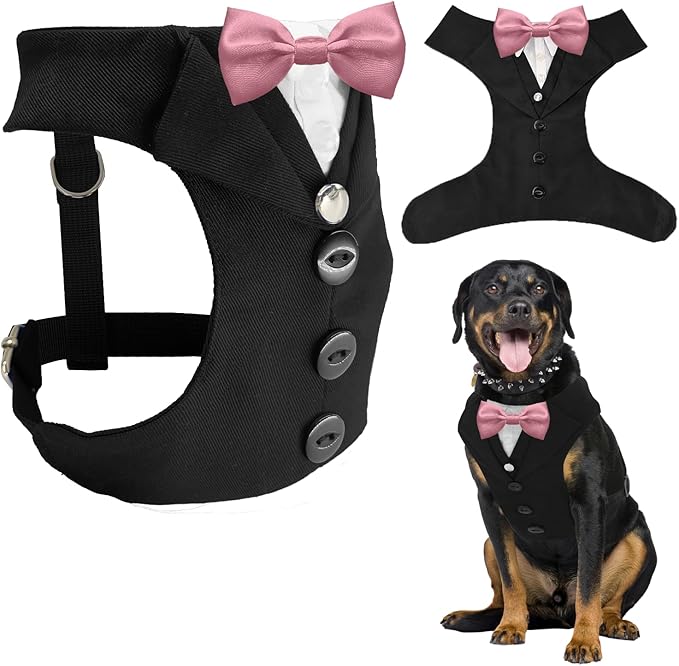 AVERYDAY Dog Tuxedo for Wedding Outfit, Dog Suit and Tie Costumes for Birthday, Halloween, Cosplay, Christmas Party, Pet Formal Wear with Bowtie, Tux for Medium Large Dogs, Bulldog, Labrador, Husky