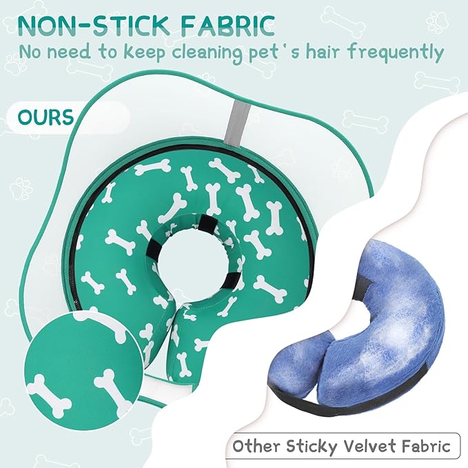 Supet Raised Inflatable Dog Cone Collar to Stop Licking, Soft Dog Cone Alternative After Surgery, Pet Neck Donut Collar for Small Medium Large Dogs