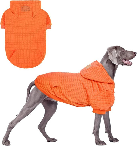 BEAUTYZOO Dog Sweaters for Large Dogs Girls Boys, Warm Winter Dog Hoodie Sweatshirt with Pocket & Leash Hole,Soft Waffle-Like Laminated Cotton Pet Clothes for Big Breeds Indoor Outdoor Cold Weather
