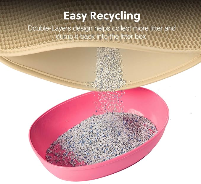WePet Cat Litter Mat, Kitty Litter Trapping Mat, Honeycomb Double Layer Mats, No Phthalate, Urine Waterproof, Easy Clean, Scatter Control, Catcher Litter Tray Box Rug Carpet