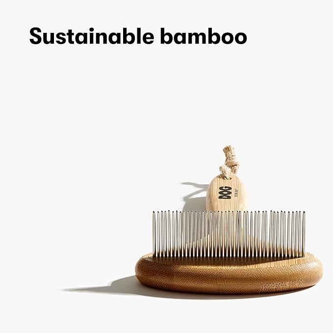 DOG by Dr Lisa - Rake - Brush for Dogs - for Thick-Coats - for Shedding and Grooming - Made from Sustainable Bamboo - Vet-Created - One Size