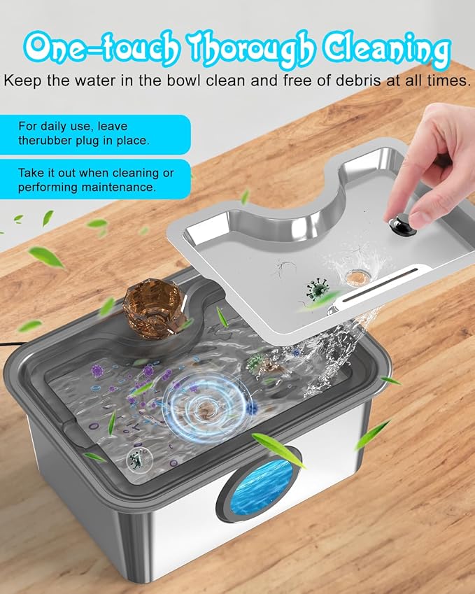 12L/3gal Stainless Steel Large Dog Water Fountain for Large Dog, Electric Pet Water Dispenser with Water Level Window&LED, Cat and Dog Fountain Water Bowl for Multi-Pet Home,Super Quiet