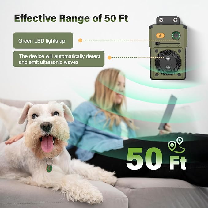 Dog Barking Control Device, 3Frequency Anti Barking Device, 33Ft Ultrasonic Dog Barking Deterrent, Rechargeable Stop Dog Barking Indoor Outdoor for Small Large Dogs Barking Control Device Anti Bark