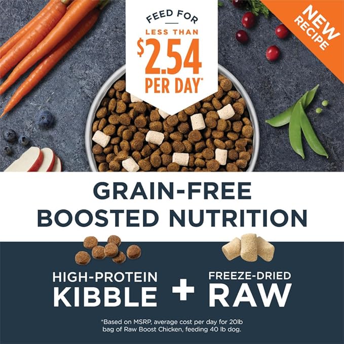 Instinct Raw Boost, Natural Dry Dog Food with Freeze Dried Pieces, High Protein, Grain Free Recipe - Real Chicken, 20 lb. Bag