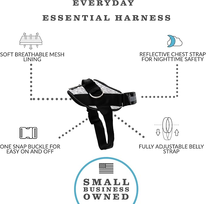 ShawnCo Essential Dog Harness, No-Pull Pet Vest with 3 Leash Clips, No Choke, Reflective, Adjustable and Padded, for Easy Walking and Training for Small, Medium and Large Dogs (Arctic Camo, L)