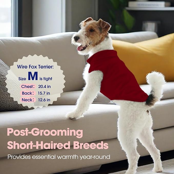 FUAMEY Dog Fleece Vest for Small Dogs,Warm Stretchy Dog Sweatshirts Pullover with Leash Hole Dogs Sweater Soft Pet Turtleneck Cozy Pet Vest Lightweight Sleeveless Red XS