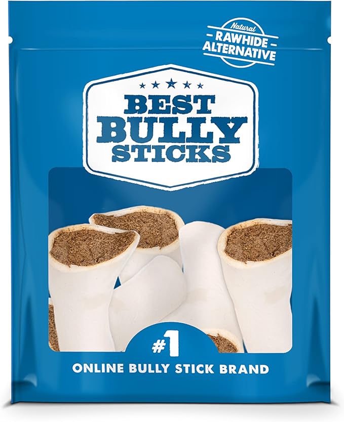 Best Bully Sticks Pumpkin and Sweet Potato Filled Bones - 3-4 Inch 5 Count (Pack of 1) - Long Lasting, Refillable Stuffed Dog Bone Treats for Dogs