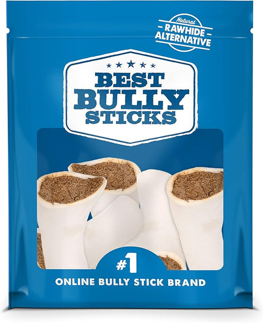 Best Bully Sticks Pumpkin and Sweet Potato Filled Bones - 3-4 Inch 5 Count (Pack of 1) - Long Lasting, Refillable Stuffed Dog Bone Treats for Dogs