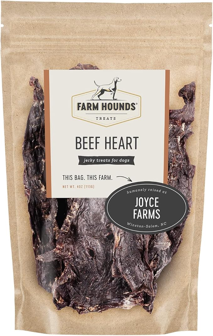 Farm Hounds - Beef Heart - Premium Natural Beef Heart Jerky For Dogs - Made From 100% Humanely Raised Cattle - Organ Treats - Great For Training & Treats - No Added Fillers - Made in USA - 4oz -1 Pack