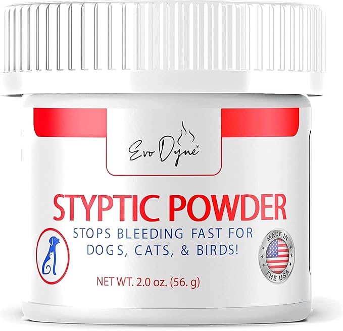 3-PK Styptic Powder for Dogs, Cats, and Birds (2 oz) by Evo Dyne | Fast-Acting Blood Stop Powder for Pets | Quick Stop Bleeding Powder for Dog Nail Clipping, Grooming, Cuts and More (3-Pack)