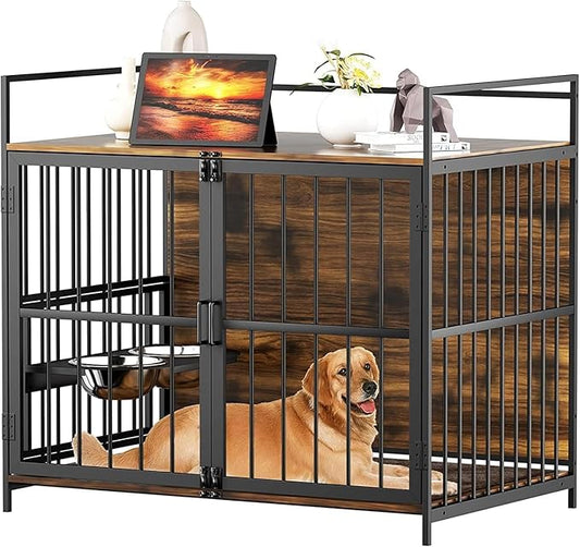 Heavy Duty Dog Crate Furniture for Large Dogs, Indoor Kennel Style Crate, Super Sturdy 41" Dog Cage Furniture for Home Use, Perfect for Living Room, Bedroom