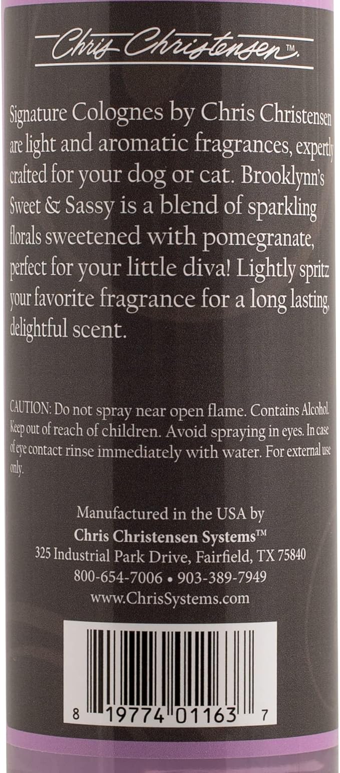 Chris Christensen Smart Scents Brooklynn's Sweet & Sassy Grooming Cologne, Groom Like a Professional, Long Lasting, Designer Fragrances, 16 oz