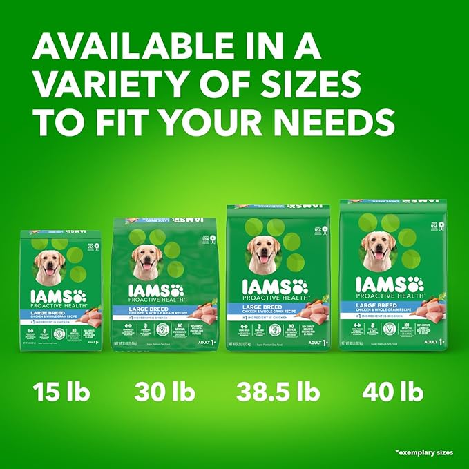 IAMS Proactive Health Large Breed Adult Dry Dog Food with Real Chicken, 15 lb. Bag