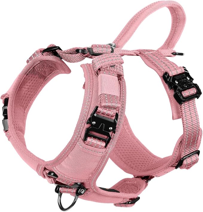 ICEFANG Dog Strap Harness with All-Metal Hardware,for Small Sized Dog,K9 Vest,Y-Shape Soft Padding,Adjustable Pet Harness,No-Pull Front Leash Clip (Small (Pack of 1), Pink)