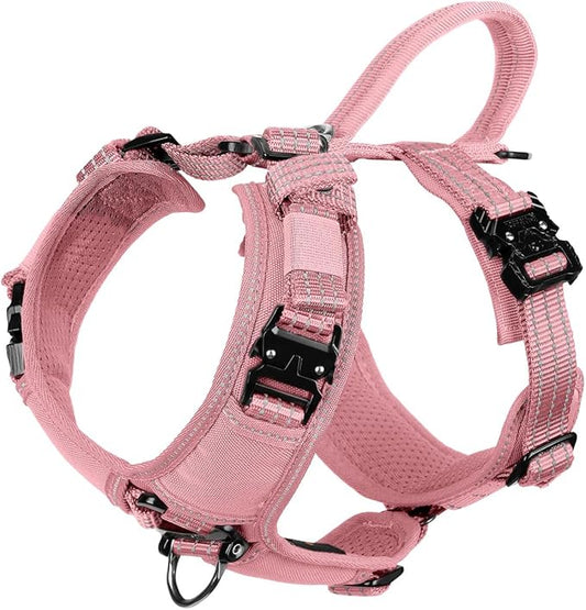 ICEFANG Dog Strap Harness with All-Metal Hardware,for Small Sized Dog,K9 Vest,Y-Shape Soft Padding,Adjustable Pet Harness,No-Pull Front Leash Clip (Small (Pack of 1), Pink)