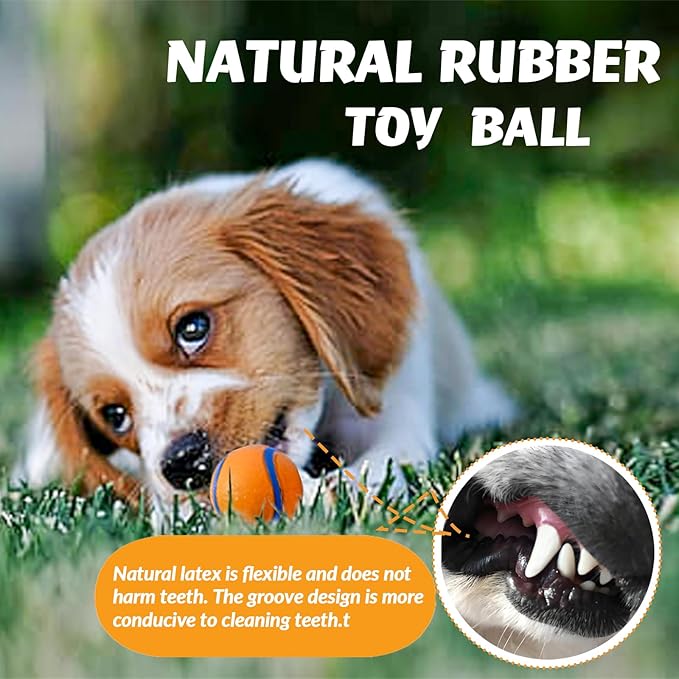Natural Rubber Sound-Sounding Sog Toy Balls,Dog Toy Ball, with a Groove Design That is Resistant to Bites, Has a High Bounce, Dog Training Interactive Pet Toy, Relieving Pet Anxiety,（small size）2Pack
