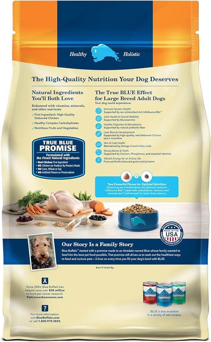 Blue Buffalo Life Protection Formula Large Breed Adult Dry Dog Food, Promotes Joint Health and Lean Muscles, Made with Natural Ingredients, Chicken & Brown Rice Recipe, 30-lb Bag