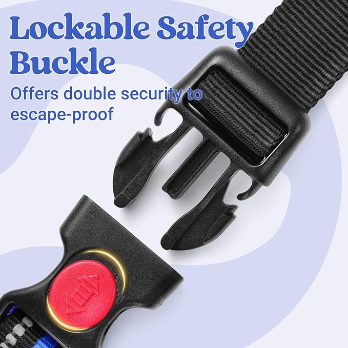 rabbitgoo Dog Harness for Large Dogs, No Pull Pet Harness with Soft Padded Handle, Adjustable Reflective Vest with 3 Buckles, Easy Walking Harness with 2 Leash Clips, Blue, L