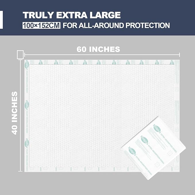 Heavy Duty Underpads 40"X60" Super Sized Chucks Pads 270 Grams Disposable Bed Pads with Strength Cloth Backing Extra Absorption Pads for Incontinence (100X152CM, 15 Count, Discreet Packaging)