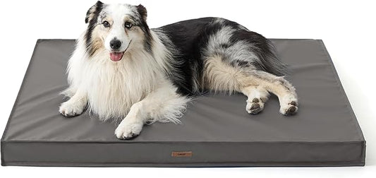LE SURE Outdoor Waterproof Dog Bed for Large Dogs, Orthopedic Egg Crate Foam Pet Bed with Oxford Fabric Surface and Removable and Durable Cover, Machine Washable, 36''x27'', Grey