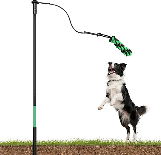 FXW TugPal Outdoor Tug of War Toy for Dog,Interactive Exercise Game with Fiberglass Rod for Yard,47 inch for Medium Dogs up to 60 lbs| Rustproof & Hands-Free Play,│Patent Pending