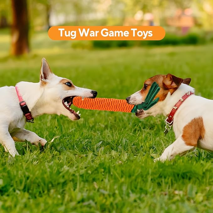 LIFILX Carrot Dog Rope Toy, Tug of War Dog Toy, Cute Puppy Toy with Crinkle Paper Tags