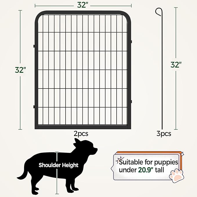 Yaheetech Dog Playpen Outdoor, 32 inch 4 Panels Dog Pen Indoor Heavy Duty Puppy Exercise Pen Metal Pet Fence for RV Camping/Yard/Garden
