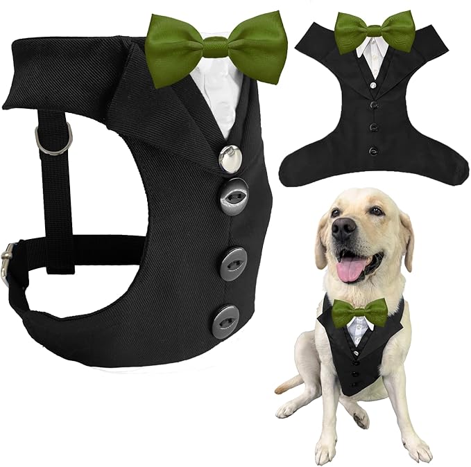 AVERYDAY Dog Tuxedo for Wedding Outfit, Dog Suit and Tie Costumes for Birthday, Halloween, Cosplay, Christmas Party, Pet Formal Wear with Bowtie, Tux for Medium Large Dogs, Bulldog, Labrador, Husky