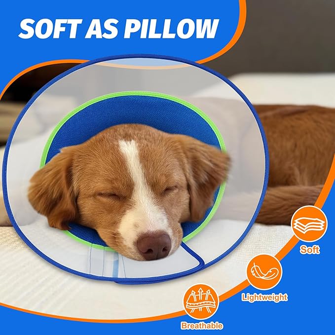 Dog Cone Collar with Soft Padding to Stop Licking, Elizabeth Recovery Collar After Surgery for Large Medium Small Dogs, Comfortable Pet Head Cone Alternative for Neutering Spay Injury(S)
