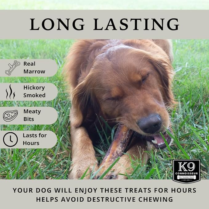 K9 Connoisseur Single Ingredient Dog Bones Made In USA For Large Breed Aggressive Chewers All Natural Long Lasting Meaty Mammoth Marrow Filled Bone Chew Treat Best For Dogs Over 50 LBS -Goliath 1 Pack