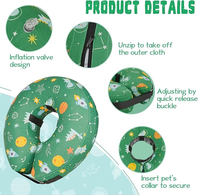 Inflatable Dog Cone Collar for After Surgery, Dog Donut Collar After Surgery, Soft Pet Cone for Small Medium Large Dogs to Stop Licking