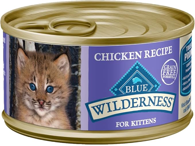 Blue Buffalo Wilderness High-Protein Grain-Free Wet Kitten Food, Chicken Paté Recipe, 3-oz Cans, 24-Count