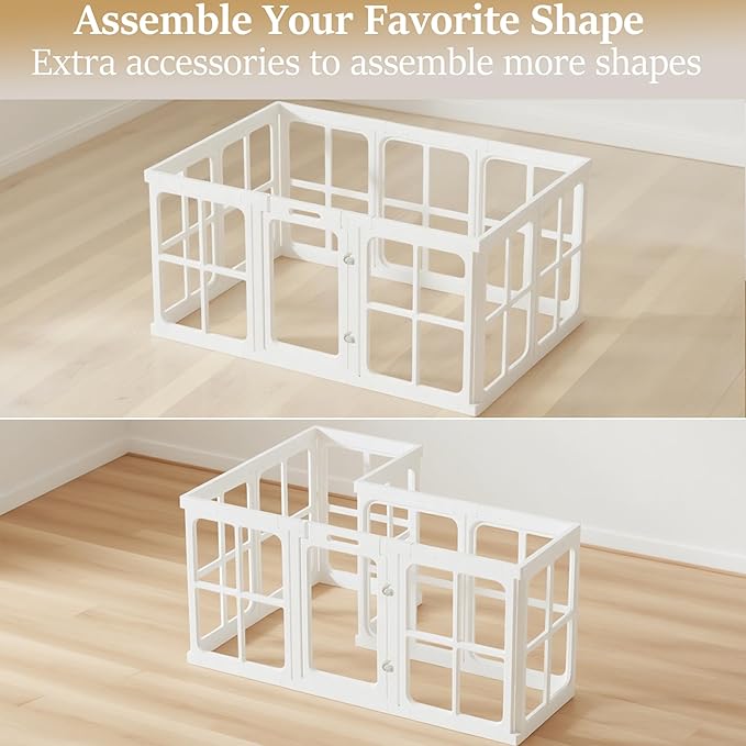 Clear Acrylic Dog Playpen with Door, for Puppy Rabbit Transparent Pet Pen, Dog Playpen Indoor, Dog Fence, Easy Assemble & Cleaning Dog Pen for Small & Medium Dogs (23.6“ Height, 10PCS)