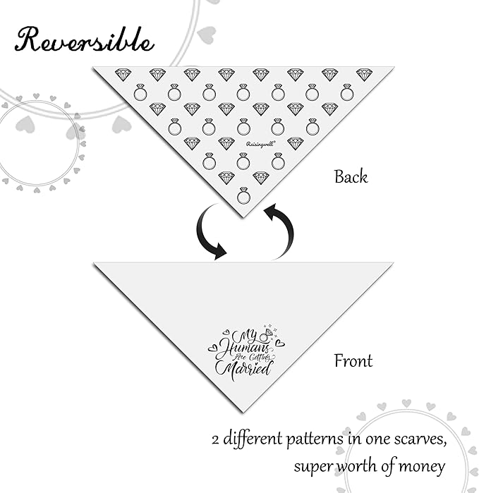 Engagement Gift for Couples Dog Bandana, My Humans are Getting Married Dog Bandanas,Wedding Party Triangle Scarf for Medium to Large Breed Dogs, 1 Pack 2 Pattern Reversible(Large)