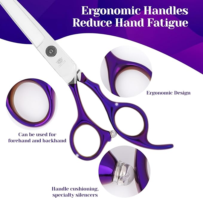 Professional Dog Grooming Scissors Set, Curved Dog Grooming, Thinning Scissors,Chunkers,440C Stainless Steel pet Grooming Scissors
