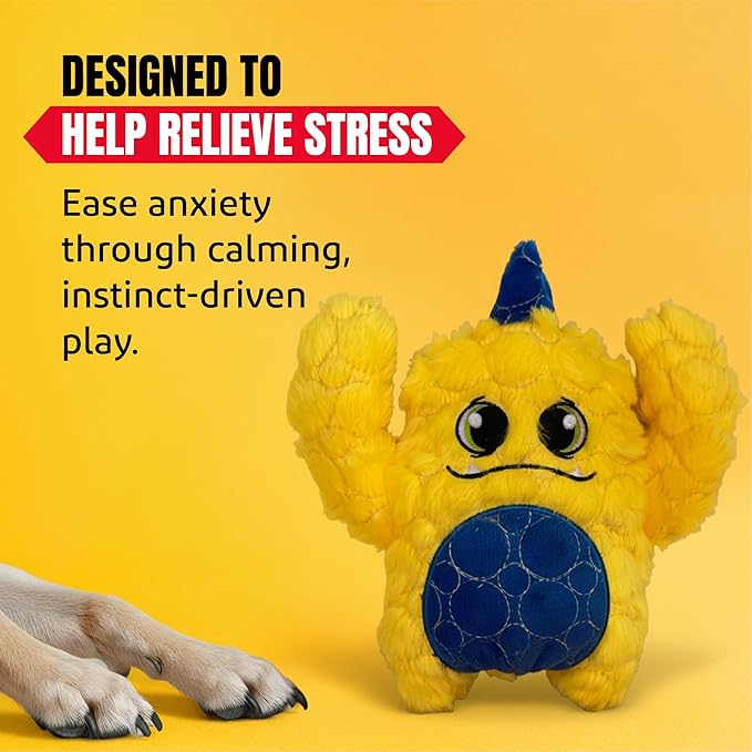 Bite Force -Durable & Strong Dog Yellow Monster with Squeaker, Kevlar-Reinforced for Aggressive Chewers - Yellow