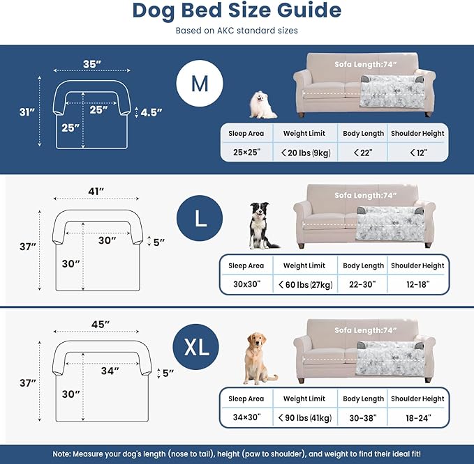 Calming Dog Couch Bed for Medium Dogs/Cats, 35 x 31 inch Waterproof Removable Pet Mat Couch Cover for Furniture Protector, Non-Slip Fluffy Pelsbarn Dog Bed for Couch, Sofa - Tie-Dye Grey