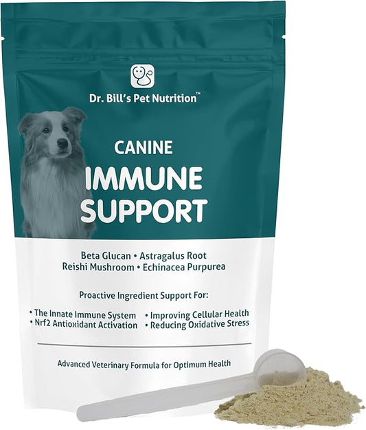 Dr. Bill’s Canine Immune Support | Boosts Dog Immunity and Health with Colostrum, Beta Glucan, Turkey Tail Mushroom, Zinc & Vitamin C | Powder Supplement for Dogs of All Ages