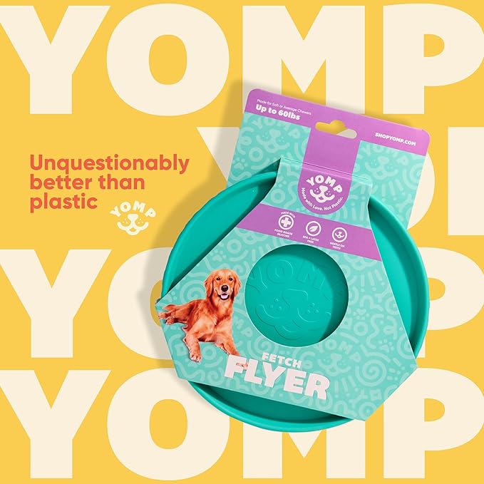 Yomp FetchFlyer Dog Frisbee – Interactive Flying Disc Toy for Soft and Medium Chewers – Outdoor Fetch Toy for Dogs – Made from Pet-Safe, Non-Toxic Silicone