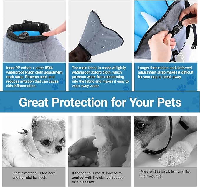 Dog Cone Collar for Dogs After Surgery Extra Long, Adjustable Comfy Dog Elizabethan Pet Collar Cone for Large Dogs Anti-Lick Protective Wound