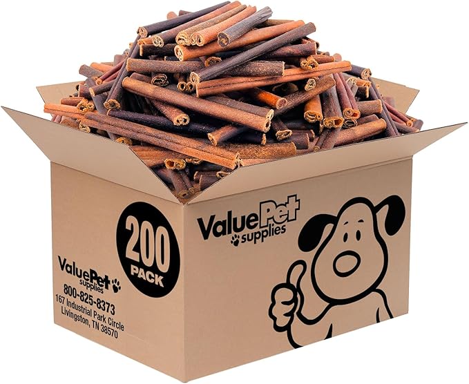 ValueBull Collagen Sticks for Dogs, 6 Inch Medium Chews, Natural Long-Lasting Dog Treats, 200 Count Bulk Pack - Supports Joints, Skin & Coat with Chondroitin & Glucosamine