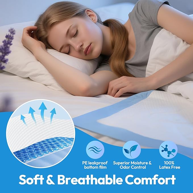 Bed Pads Disposable Adult 40"x40" 60 Count, Extra Large Chucks Incontinence Underpads, Super Absorbent & Leakproof Chux Pads, Pee Pads for Pets, Adults & Kids, Puppy Training Pads