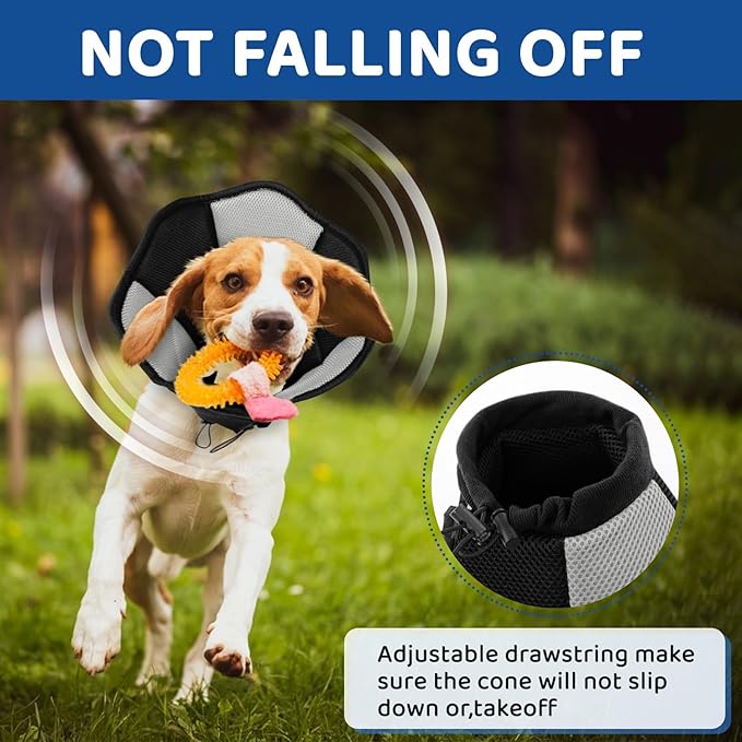 SUNFURA Dog Cones for Large Dogs, Soft Pet Cone Stop Licking After Surgery, Adjustable Pet E-Collar Alternative for Wound Healing, Black X-Large