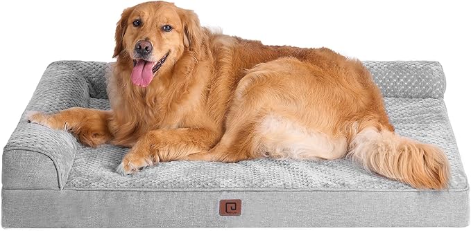 EHEYCIGA Memory Foam Dog Bed XLarge Sized Dogs, Extra Large Dog Bed Orthopedic with Washable Removable Cover, Waterproof XL Pet Bed Couch, 44x33x6 Inches, Grey