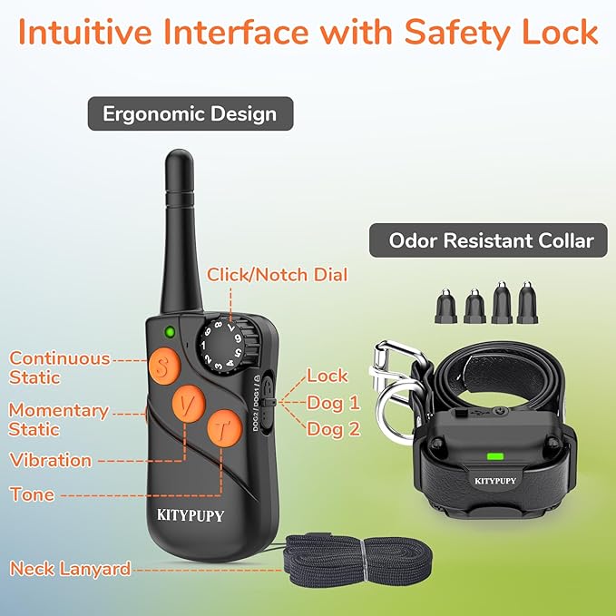 Professional Dog Training Collar Without Delay- K9 Dog Shock Collar, E Collar for Training Large Medium Small Dogs with 4 Training Modes, 1500FT Range Waterproof and Rechargeable (Black)