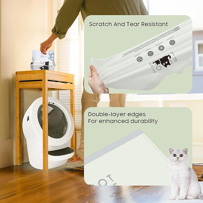 Cat Litter Box Robot 4 and 3 Waste Bags, 120 Pack Automatic Litter Box Bags, Thick Heavy Duty Cat Litter Box Liner Bags - Transparent, Sensor-compatible