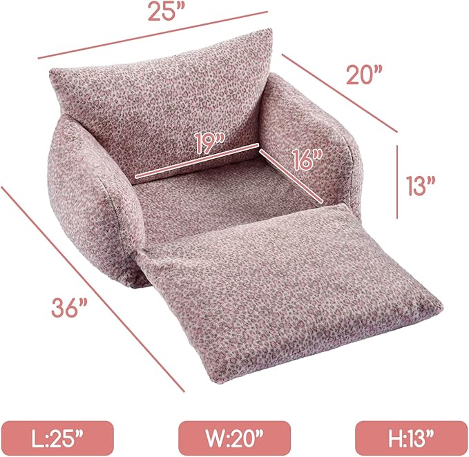 Hollypet Cat Bed Fluffy Plush Mutifuctional Double-Layer Soft Pet Couch Orthopedic Sofa Nest Beds for Small Cats and Dogs, Pink Leopard (25x20x13 inch)