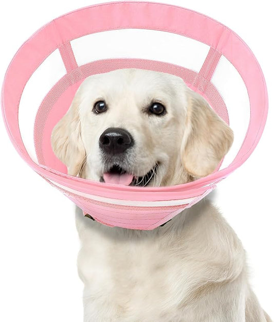 ASENKU Dog Cone Collar, Soft Adjustable Cone for Dogs to Stop Licking, Lightweight Recovery Dog Cone After Surgery, Pet E-Collar for Small, Medium & Large Dogs (Pink, S)