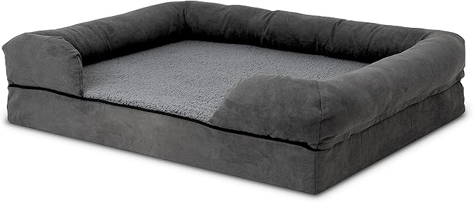 The Dog’s Bed, Large Grey Plush (no Logo), Memory Foam, Pain Relief: Arthritis, Hip & Elbow Dysplasia, Post Surgery, Lameness, Supportive, Calming, Waterproof Washable Cover