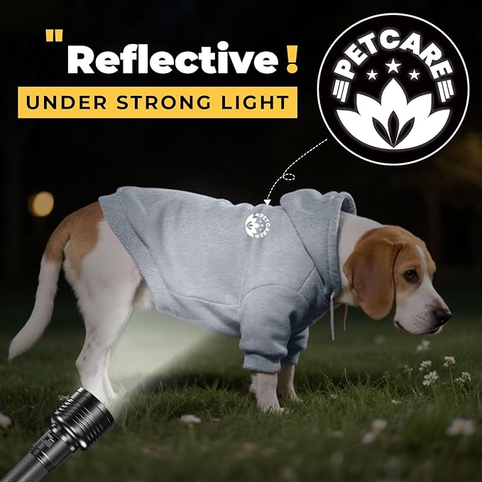 PETCARE Dog Hoodie Sweaters for Small Medium Dogs Cats Cute Soft Warm Fleece Puppy Sweaters Dog Clothes Hoodies Sweatshirt Reflective Fall Winter Chihuahua Yorkie French Bulldog Outfits, Grey